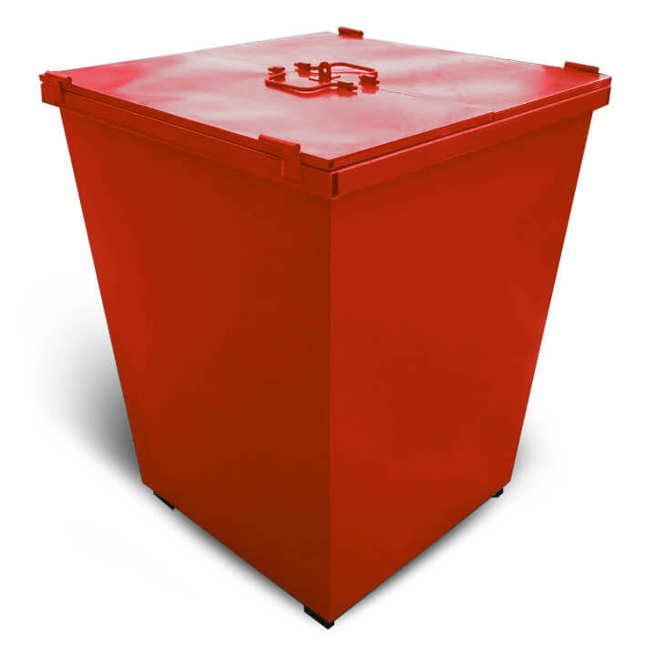 Контейнер КСТ металевий з кришкою для ТПВ 750 л червоний